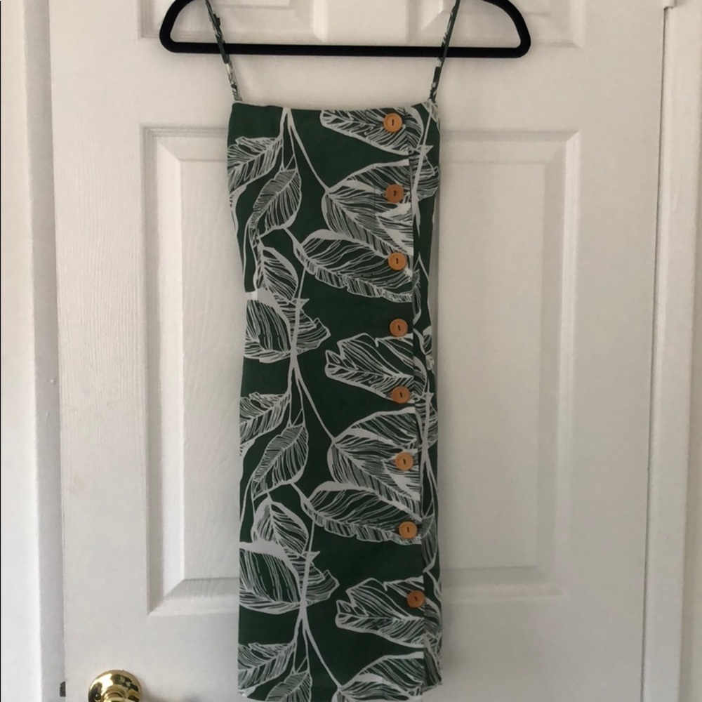 Linen banana leaf print dress